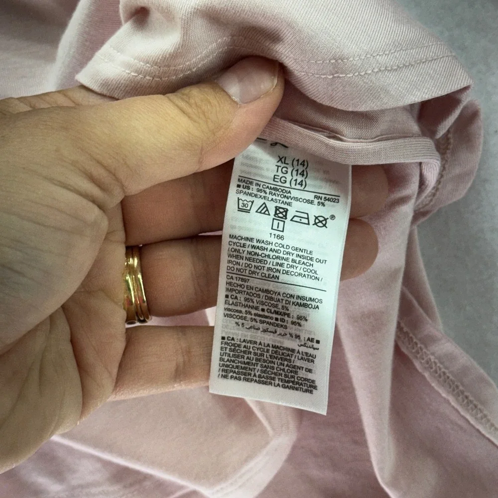 Old Navy Girls Size XL‎ 14 Pink Glitter Stay Amazing Graphic Long Sleeve Top